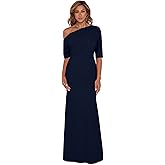 Betsy & Adam Womens Women's Long Ruffle Tier Mesh Evening Dress