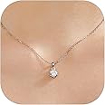 MomentWish Women's Necklace, Anniversary Sparkling Gifts for Wife, 1/2Carat Moissanite Necklace for Women, Lab Created Diamond Necklace, 925 Sterling Silver Necklace for Birthday Christmas Gift
