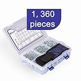 BISOU 1360-Pieces Hardware Assortment Kit with Adjustable Magnetic Tool Wristband,Wood Screw and Nail Set with Professional Case Hanging Nails and Woodworking Kit