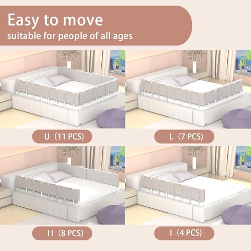 Uniiking® Baby Bed Rail for Toddlers, Adjustable Bed Rails with Safety, Kids Rails Bumper, Soft Safety Beds Guard Rail for Kids, Beds Side Rail for Twin, Full, Queen & King Bumper (40", 2 Pack)