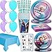 Frozen 2 Party Supplies for 16 - Dinner Plates, Cake Plates, Napkins, Cups, Straws, Tablecover, Balloons, Tattoos - Disney Frozen Theme Birthday Pack Disposable tableware, decorations, Favors