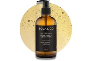 SOJA&CO. Liquid Hand Soap - White Cotton + Fresh Linen | Moisturizing Premium Formula | Vegan & Phthalate-Free | Refillable G