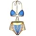 Chenghe Womens African Tribal Metallic 2 Pieces Cutout Adjustable Bikini Sets Swimsuits