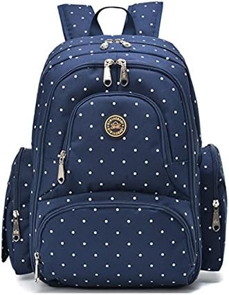 Traveling Baby Diaper Backpack with Changing Pad and Pair of Stroller Straps, 43x30x18-cm, Blue Dot