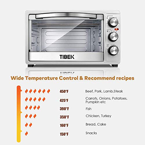 Toaster Oven 6 Slice Oven Toaster SpeedBaking, for Toast/Bake/Broil Function with 4 Heating Elements Intuitive Easy-Reach Toaster Oven Broiler, Stainless Steel Toaster Oven,Silver/Black