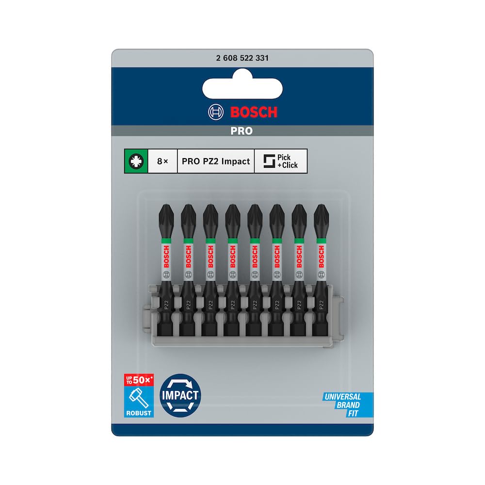 Bosch 8X PRO Pozidriv Impact Bit (170 x 120 mm, Professional Accessory Screwdriver, Screwdriver)