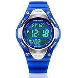 Children Watch Outdoor Sports Kids Boy Girls LED Digital Alarm Waterproof Wristwatch Blue