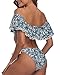 Tempt Me BlueTwo Piece Off The Shoulder Bikini Sets Ruffle Sexy Top with Low Waisted Bottom Bathing Suits for Women M