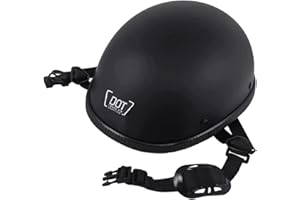 EMUR Beanie Motorcycle Half Helmet, DOT Approved Ultra-Thin Comfortable Cruising Low Profile Skull Cap, German Style Novelty Small Helmet for Chopper Moped Scooter Motorbike Electric