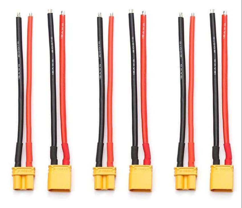 Maihuijia 3pairs 15cm Amass XT30U XT60H XT90H Male Female Plug Connector Adapter Wire Cable with 18AWG Silicone Cable (XT30U)