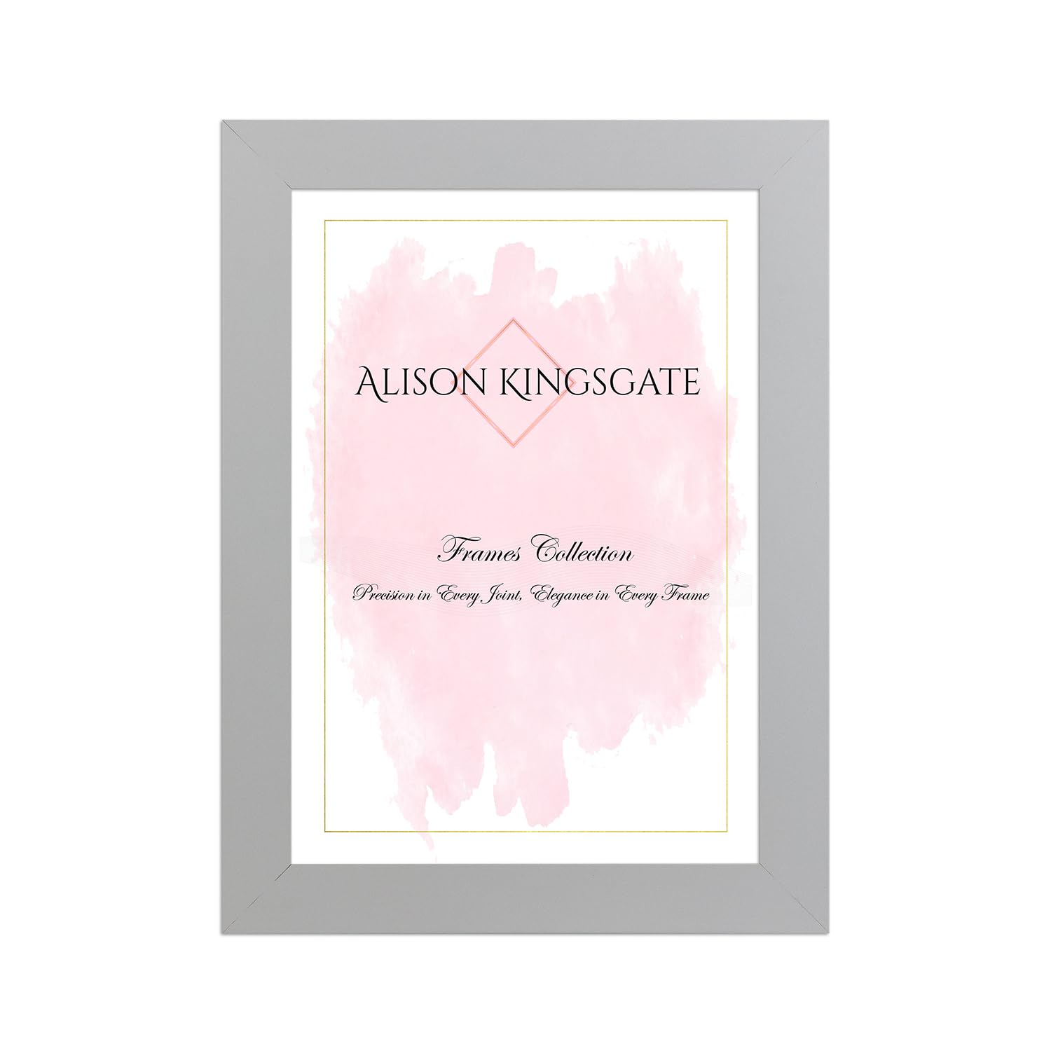 Alison Kingsgate Modern A4 Silver Picture Frame - Engineered Wood Photo Frame with Shatterproof Perspex Front - Ideal for Posters, Certificates & Artwork