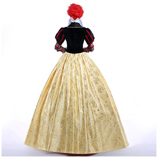 Women Long Dress Red Queen Halloween Party Cosplay Costume Satin Ball