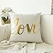 MIULEE Pack of 4, Gold Stamping Soft Solid Decorative Outdoor Square Throw Pillow Covers Set Cushion Case for Sofa Bedroom Car 18 x 18 Inch 45 x 45 cm
