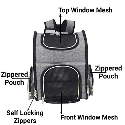 Mr. Peanut's Malibu Series Airline Approved Backpack Stroller Pet Carrier with Detachable Wheel Assembly - Thumbnail 3