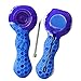 Indestructible Honeycomb Silicone Straw with Cleaner Cover and Decorative Bowl Interior (Purple, Blue, White)