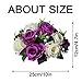 Pack of 2 Fake Flower Bouquet, Plastic Roses with Base, Suit for Wedding/party Centerpiece Road Lead Flower Rack Decorations (Purple & White)