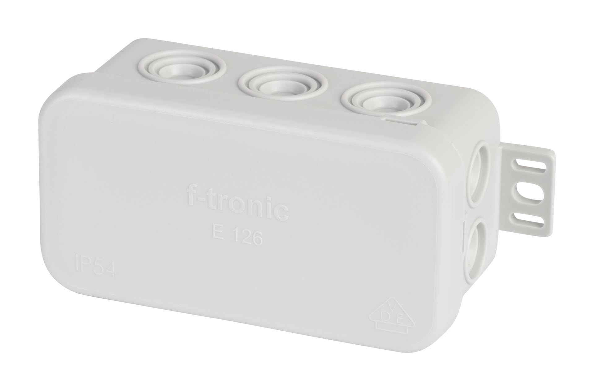 F-TRONIC IP54 Junction Box for Damp Location 75 x 37 x 40 mm – Content: 10 Grey, E126