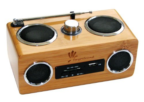 SwypeSound Mini Portable Bamboo Wood Boombox / Personal Speaker