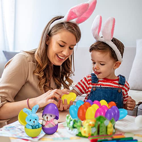 Babylian Easter Eggs Filled with 15 Pcs Mini Plush Bunny Toy Kids Boys and Girls Party Favors