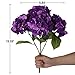 Luyue 5 Big Heads Artificial Silk Hydrangea Bouquet Fake Flowers Arrangement Home Wedding decor (Dark Purple)