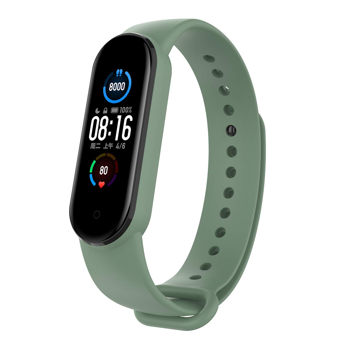 KOMI 2 PACK Watch Straps compatible with Xiaomi mi band 7 / 7 NFC, Women Men Silicone Sports Replacement Band Fitness Bracelets for Mi Band 6/6 NFC/5/5NFC(armgreen)