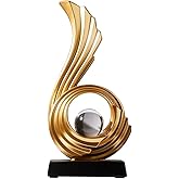 XYQXYQ Modern Golden Abstract Art Sculpture, Gold Entryway Table Accents, Resin Statue–Crafted Decor for Living Room, Office & Coffee Table Accents