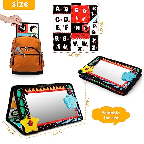 beetoy Tummy Time Baby Mirror Toys with Black and White Pattern, High Contrast 3D Activity Play