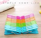 VEGCOO 48 Pcs Plastic Clothes Pegs with 4 Colours Stainless Spring Durable view 7
