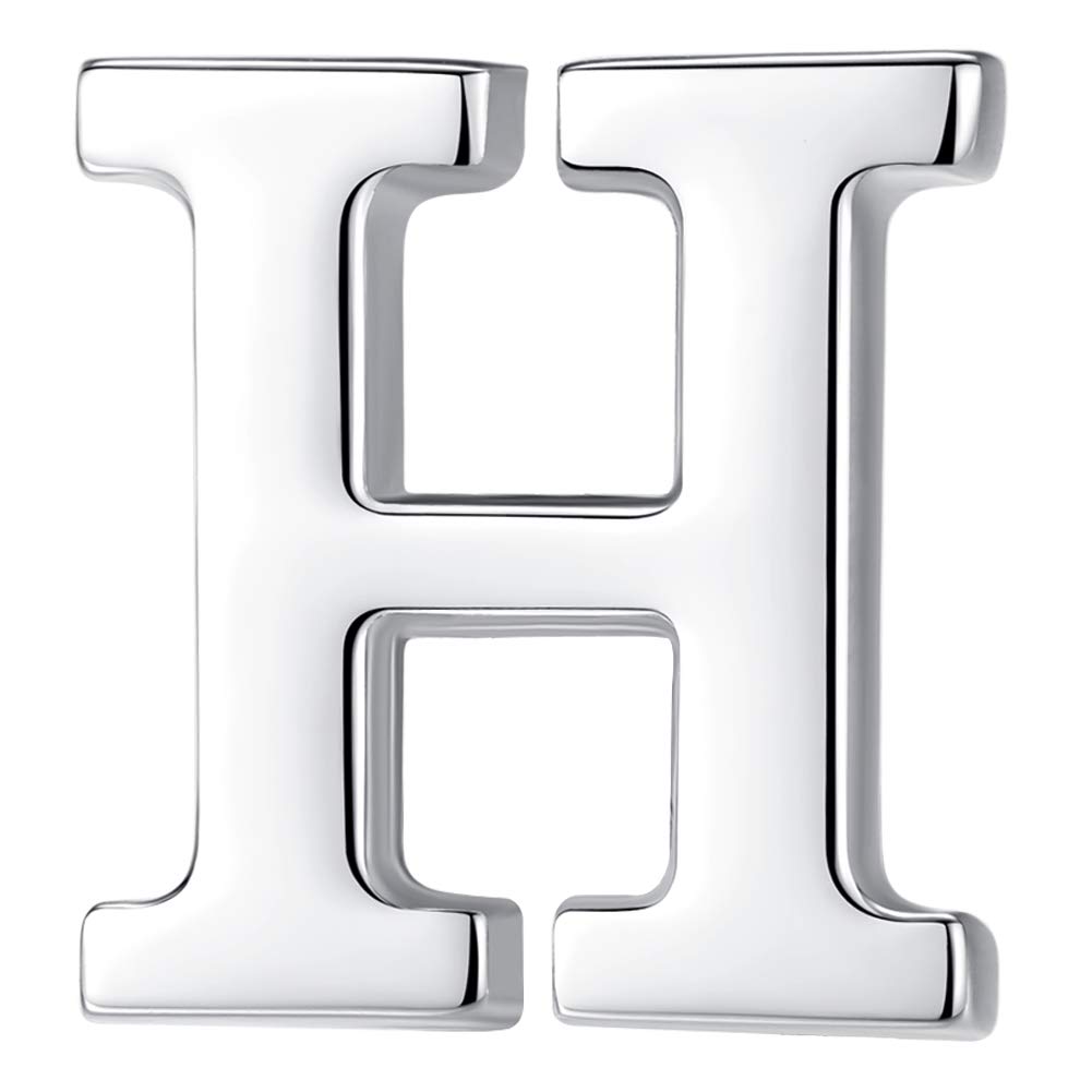 HONEY BEAR 1pc Alphabet Letters A to Z Collar Brooch Label Pins Badge for Mens' Suit/Women's Shirt for Business Gift,Silver H 0.94in