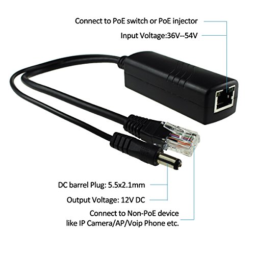 ANVISION 4-Pack Active 12V PoE Splitter Adapter Injector, IEEE 802.3af Compliant 10/100Mbps, DC 12V Output for IP Camera Wirelss AP Voip Phone