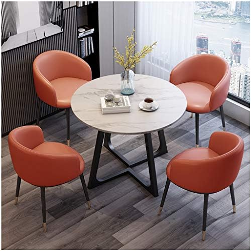 オフィステーブルと椅子の組み合わせモダンなミニマリストリビングルームディスプレイラウンドテーブル会議室ラウンジレセプション廊下商談1テーブル4椅子 ホテルバルコニーガーデンアパートメントダイニングテーブルセット 人気ブランド多数対象 Color オレンジ Size 白い