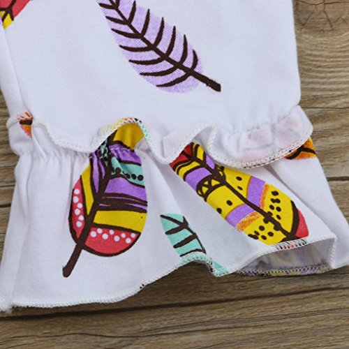 Vovotrade Toddler Baby Girl Letter Tops+Feather Print Pants Outfits Set Clothes (12M, White) - Thumbnail 4
