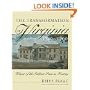 The Transformation Of Virginia 1740 1790 Published By