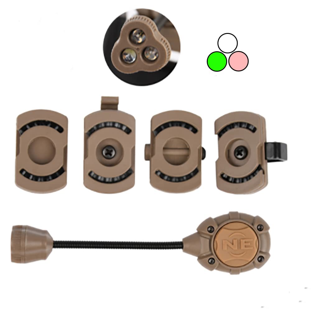 QIRUIMY Tactical MPLS3 Helmet Light,White/IR/Green Light LED Headlamp Safety Signal Indicators Survival Helmet Flashlight (Brown)