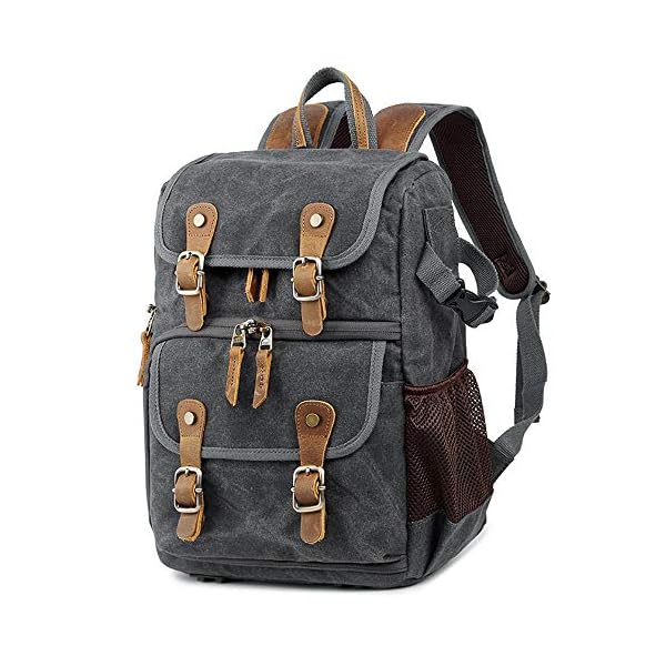 Yingm Kamerarucksack SLR Digital Rucksack Wasserdicht große Kapazitäts-Wax Dye Canvas Rucksack Outdoor Camera Bag… – Bild 3