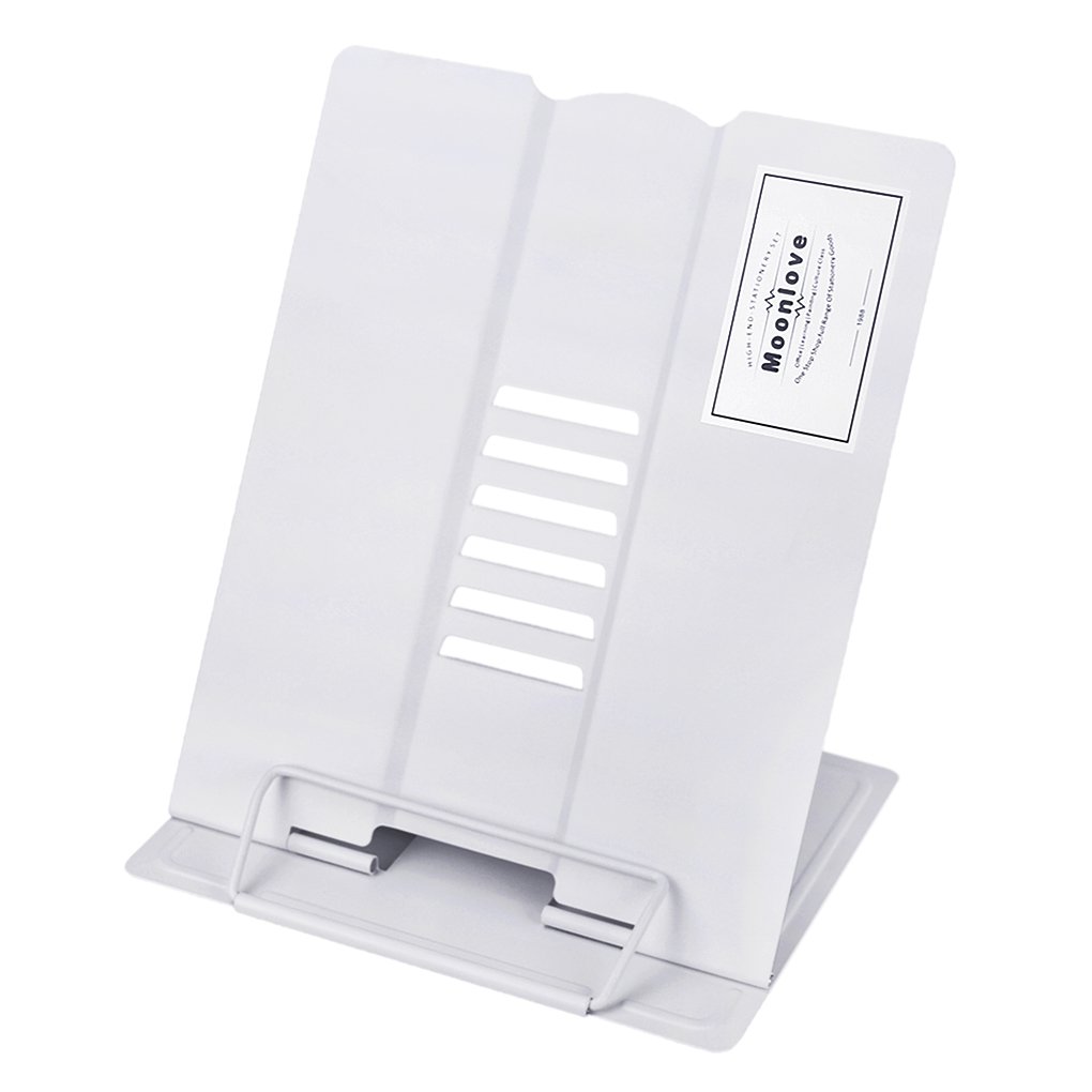 Metal Book Holder Reading Book Stand Bookrest Document Copy Holder Adjustable Portable Book Holder Support Myopia Prevention Display Tray Paper Clips-Cookbook Stand