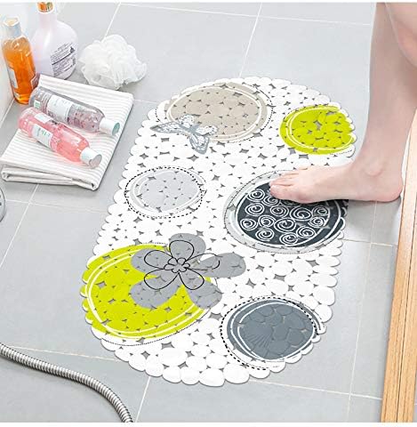 Gray Bath Mat Shower Mat - PVC Environmental Protection Vacuum Sucker Bathroom Rug Non-Slip Pad for Bathroom Bathtub Washroom Avoid Slipping Bath Tub Mat