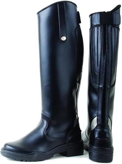 Rhinegold Nebraska Equestrian Long Boots Black Size 7 Wide Calf