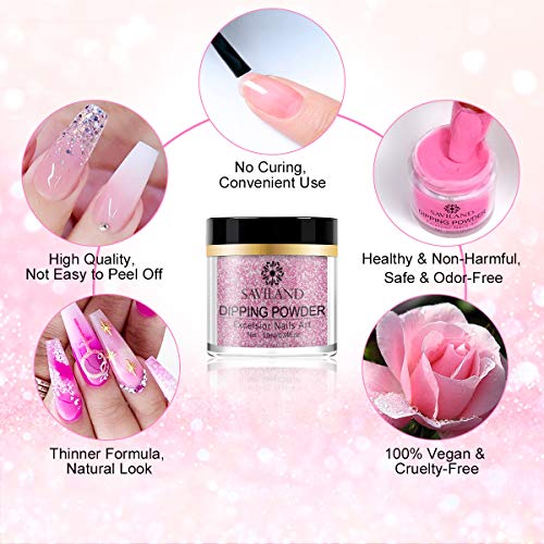 19Pcs Saviland Dip Powder Nail Kit Starter 10 Colors Dip Powder Base