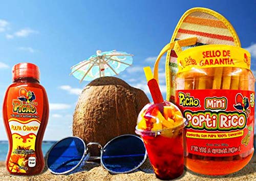 Banderilla Poptirico Tamarindo Vitrolero 1 kg. 50 piezas. Banderilla Poptirico Candy Sticks Tamarind Flavor & Chili 1kg. 50Pieces.