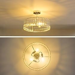 Chrome Crystal Ceiling Light, Modern 16 inch Semi