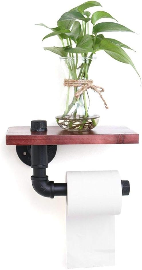Best Quality Industrial Retro Toilet Paper Holder Wall Mount Metal Pipe Roller Wooden, Toilet Paper Holder - Iron Pipe Toilet Paper Holder, Toilet Paper Holder Vintage