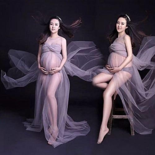 Haosphoto Women Maternity Photography Props Voile Pregnant Gown Maxi Dress Studio Clothing
