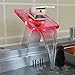 1002 No Battery Water Power Waterfall Bathroom Sink Faucet Deck Mount Color Changing Light LED Glass Spout Chrome Finish