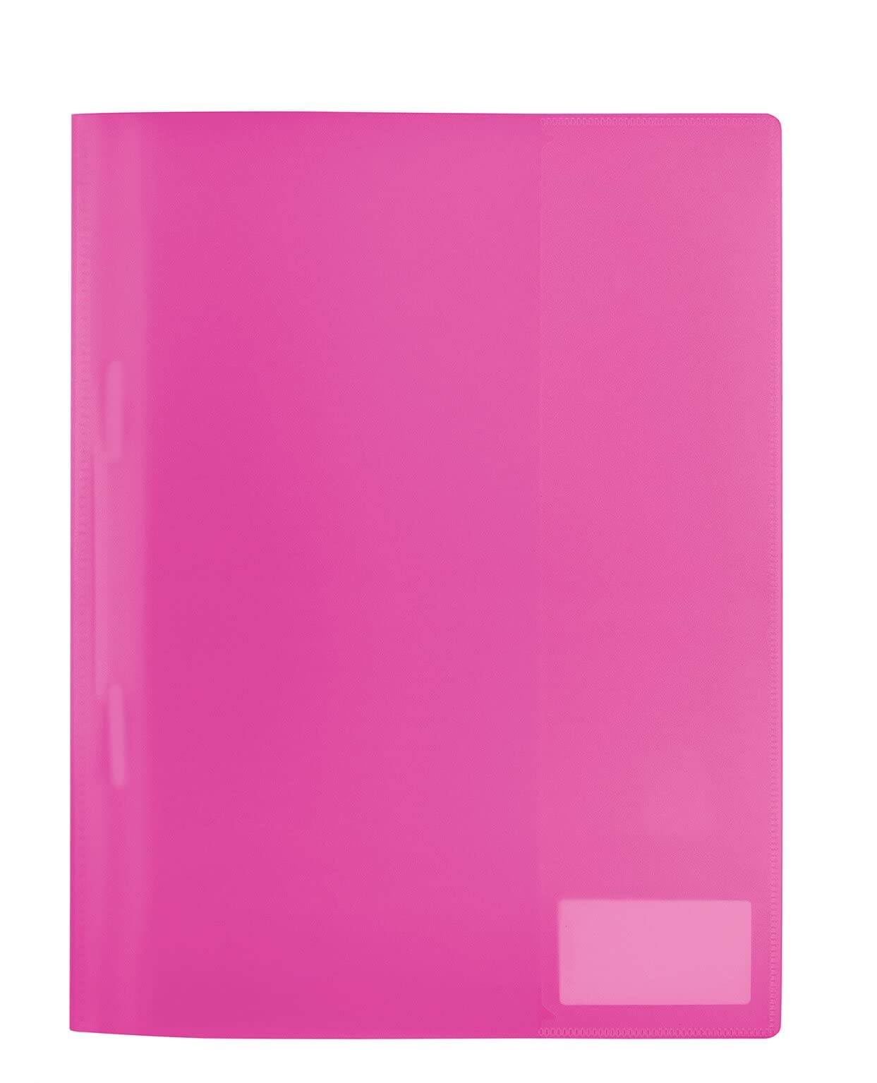 HERMA 19491 File Folder A4 Translucent Pink Pack of 3 Plastic Folders with Labelling Label, Slip Pocket & Metal Stapling Tongue, Sturdy Plastic File Folder Set for School and Office