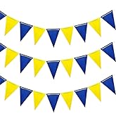 XIKSXITN Navy Blue and Yellow Pennant Banner - Heavy Duty Triangle Flag Garland for Maritime Parties, Graduation Decor, Indoor Outdoor Nautical Theme Decoration (36pc Set)