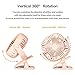 USB Powered Fan with LED Light, Clip Desk Portable Fan with 3 Speed and Rechargeable Battery,Super Quite Operation and Powerful Airflow for Baby Stroller,Home,Camping,6 Inch,Pink