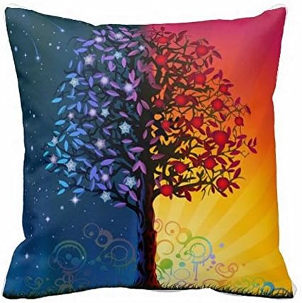 Soft Cushion Cover for Bed Square Pillow Sham Whimsical Tree of Life Throw Pillow Case 45 x 45 cm