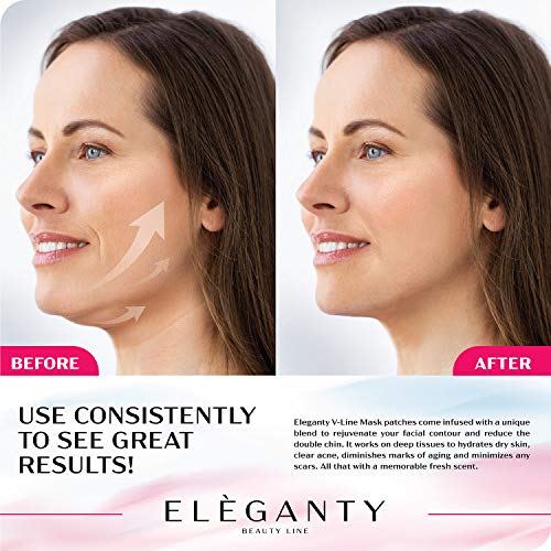 Eleganty V-line Lifting Mask 6pcs Pack Double Chin Reducer Face Contour Neck Jaw Lifting Gel Patch Wrinkle Anti Aging Skin Care Collagen Chin Up Firming and Slimming Treatment for Women and Men