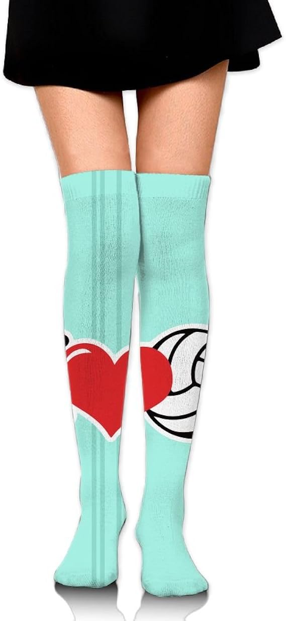 HXXUAN Classic Over Knee High Socks Volleyball Love Pattern 60cm Thigh High